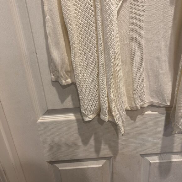 August Silk Women's Open Front Flowy Cardigan Viscose Off White Medium Beachy - Picture 4 of 8